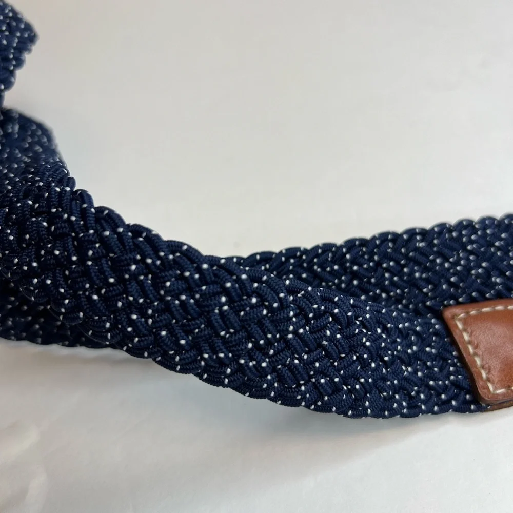 Vineyard Vines Boys Flecked Braided Bungee Belt Navy/White Size 30 New W/O Tags